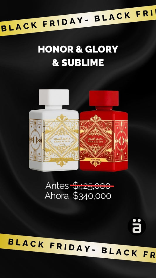 Oferta Dúo Lattafa Bade'e Al Oud Honor & Glory + Bade'e Al Oud Sublime Perfume Zugi 